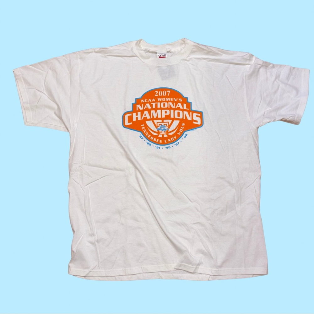 Tennessee Lady Vols 2007 National Champions T-shirt 2XL White 100% Cotton NOS